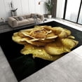 thumbnail image 1 of Yellow Water Drop Champagne Rose Area Rugs, Modern Abstract Light Luxury Print Rug, Washable Breathable Durable Carpet For Room Sofa Living Room Mat Bedroom Home Decor 4x6ft, 1 of 6