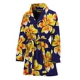 thumbnail image 1 of Yellow Watercolor Lily Pattern Women Bathrobe One Size Univeral Fits Fashion Lightweight Plush Fleece Long Robe For Women, 1 of 3