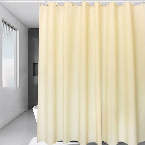 Yellow Waterproof Fabric Shower Curtain 70x72 Inch - Polyester Bathroom Curtain with Hooks, Solid Modern Design for Tub Shower Stall, Durable Machine Washable