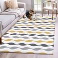 thumbnail image 1 of Yellow Wave Line Washable Area Rugs 2.7'x5', Modern Gray Striped Abstract Gradient Low Pile Throw Living Room Rug Non-Slip Sturdy Edge Binding Carpet for Indoor Entryway Bedside Kitchen, 1 of 9