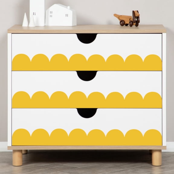 Yellow Wavy Line Wall Stickers Multi-Wave Border Edge Board Decor Scalloped DIY Wall Decals for Skirting Decoration Home Office Wall Decor