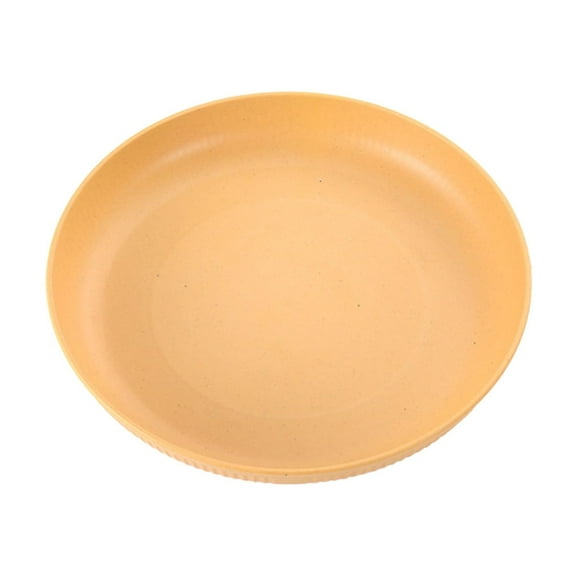 Yellow Wheat Straw Dinner Plates Shatterproof Plastic Reusable Plates For Kids Adults Microwave Dishwasher Safe 9X9 Inches Yellow