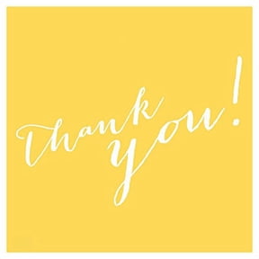 Yellow Whimsical Thank You Square Favor Labels, 40-Pack