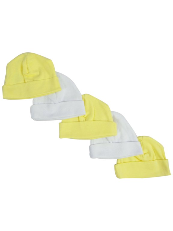 Yellow & White Baby Caps (pack Of 5) 031-yellow-3-w-2