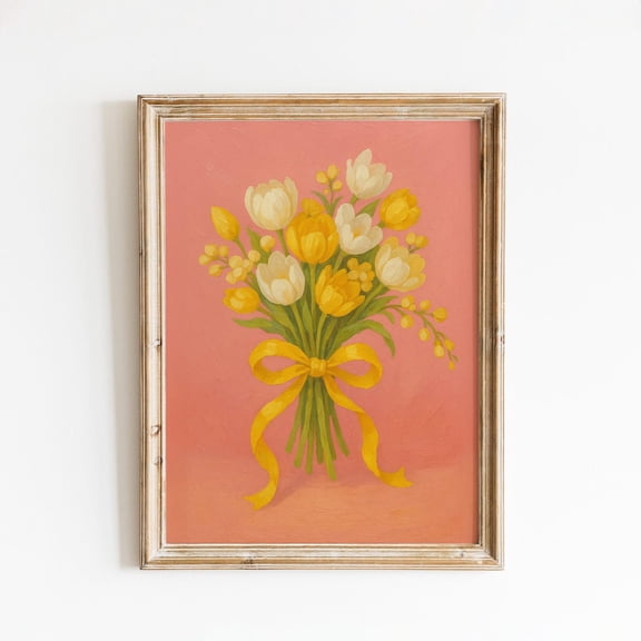 Yellow White Bouquet Soft Background Wall Decor Unframed Paper Print