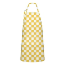 Yellow White Checkerboard Checkered Pattern Apron-Garden Aprons for Women with Pockets-Cotton Linen Waterproof Kitchen Cooking Gardening Aprons Adjustable for Kitchen,Cooking,BBQ and Salon 33x27 Inch