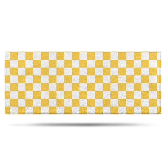 Yellow White Checkerboard Checkered Pattern Bathroom Rugs Mat,Non Slip Microfiber Bathroom Rug,Rubber Backing,Soft Bathroom Mats for Bathroom Floor,Tub and Shower,60x24in(150x60cm)
