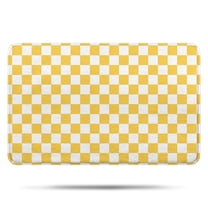 Yellow White Checkerboard Checkered Pattern Bathroom Rugs Mat,Non Slip Microfiber Bathroom Rug,Rubber Backing,Soft Bathroom Mats for Bathroom Floor,Tub and Shower,17x27in(43x68cm)