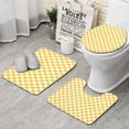 thumbnail image 1 of Yellow White Checkerboard Checkered Pattern Bathroom Rugs Sets 3 Piece,Toilet Cover Set,Absorbent Non Slip Bathroom Mats Sets with U-Shaped Contour Rug Toilet Rug Set, 1 of 5