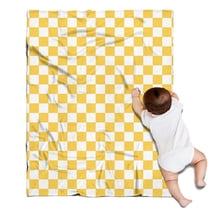 Yellow White Checkerboard Checkered Pattern Blanket,Comfortable Soft Flannel Throw Blanket,All Season,Warm Lightweight Blankets for Sofa Bed Couch Living Room Chair,30"x40"