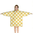 thumbnail image 1 of Yellow White Checkerboard Checkered Pattern Blanket Hoodies for Kids 6-13YR Oversize Wearable Blanket Hoodies for Boys Girls Teens, 1 of 7