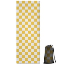 Yellow White Checkerboard Checkered Pattern Hot Yoga Mat Towel Non Slip for Hot Yoga - Quick-Drying Yoga Mat Cover with 4 Corner Pockets with Travel Bag - Hot Yoga Towel Non Slip 70"x26"