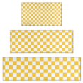 thumbnail image 1 of Yellow White Checkerboard Checkered Pattern Kitchen Rugs Sets Of 3,Kitchen Runner Rugs Non Skid Washable,Decorative Kitchen Floor Mats for Kitchen,Sink,Laundry,17"x30"+ 17"x47" + 17"x59", 1 of 6