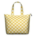 thumbnail image 1 of Yellow White Checkerboard Checkered Pattern Travel Tote Bags for Women Carry On,Large Weekender Bags for Women Travel,Multi Functional Duffle Bag for Work,Shopping,Sports, 1 of 5