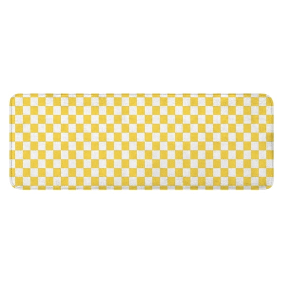 Yellow and White Checkerboard Pattern Kitchen Rug Mat,Kitchen Runner Rugs Non Skid Washable,Decorative Kitchen Floor Mats for Kitchen,Sink,Laundry,17"x47.2"
