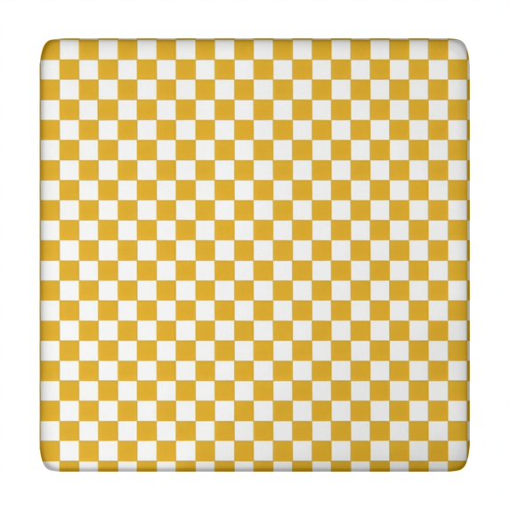 Yellow and White Checkerboard Pattern Square Fitted Tablecloth with Elastic Edge,Square Table Cover,Washable Elastic Table Cover for Home Kitchen Party Decor 34"x34"
