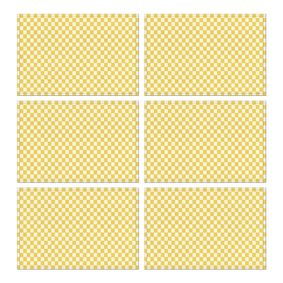 Yellow and White Checkerboard Pattern Summer Placemats Table Placemats Set Of 6-Linen Kitchen Washable Placemats Table Mats 11.8"x17.7" Non-Slip Heat Resistant