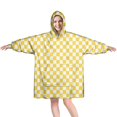 thumbnail image 1 of Yellow and White Checkerboard Pattern Wearable Oversized Blanket,Wearable Blanket Hoodie for Adults,Cozy Hooded Blankets with Super Pockets,Super Warm Fuzzy Pullover for Women & Men, 1 of 6