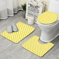 thumbnail image 1 of Yellow and White Checkered Pattern Bathroom Rugs Sets 3 Piece,Toilet Cover Set,Absorbent Non Slip Bathroom Mats Sets with U-Shaped Contour Rug Toilet Rug Set, 1 of 5