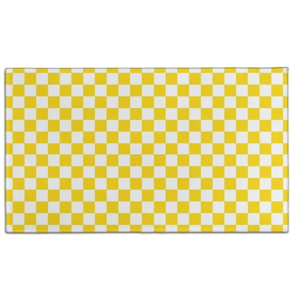 Yellow and White Checkered Pattern Door Rugs,Washable Non Slip Door Mats Indoor,Decorative Door Mats,Entry Mat Indoor for Entrance,Bedroom,Kitchen,Bathroom,17"x30"