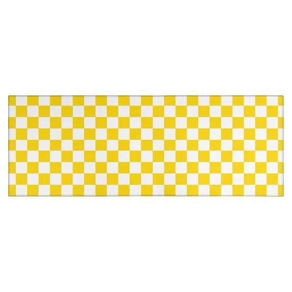 Yellow and White Checkered Pattern Kitchen Rug Mat,Kitchen Runner Rugs Non Skid Washable,Decorative Kitchen Floor Mats for Kitchen,Sink,Laundry,17"X47"
