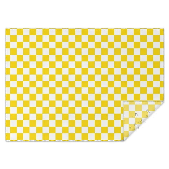 Yellow and White Checkered Pattern Rectangle Tablecloth 60"x84",Waterproof Polyester Rectangle Table Cloth, Wipeable Spillproof Polyester Tablecloth for Dining, Camping, Indoor and Outdoor