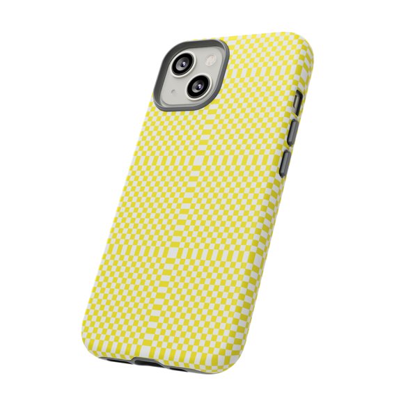 Yellow & White Checkered Shape Tough iPhone 15 Case-iPhone-iPhone Case