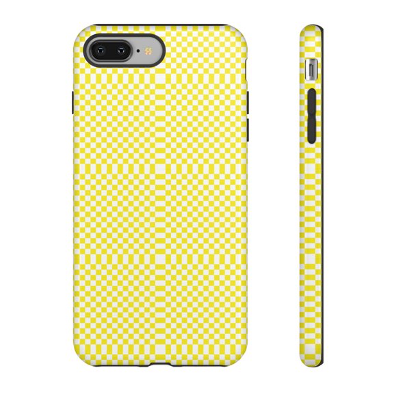 Yellow & White Checkered Shape Tough iPhone 15 Case-iPhone-iPhone Case