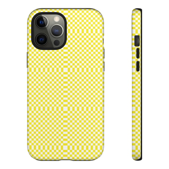 Yellow & White Checkered Shape Tough iPhone 15 Case-iPhone-iPhone Case