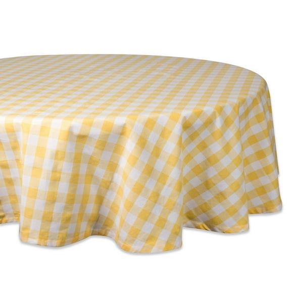 Yellow-White Checkers Tablecloth 70 Round