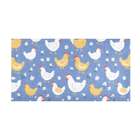 Yellow White Chicken Bath Mat 39x20 Inch Soft Absorbent Non-Slip Plush Bathroom Rug for Floor