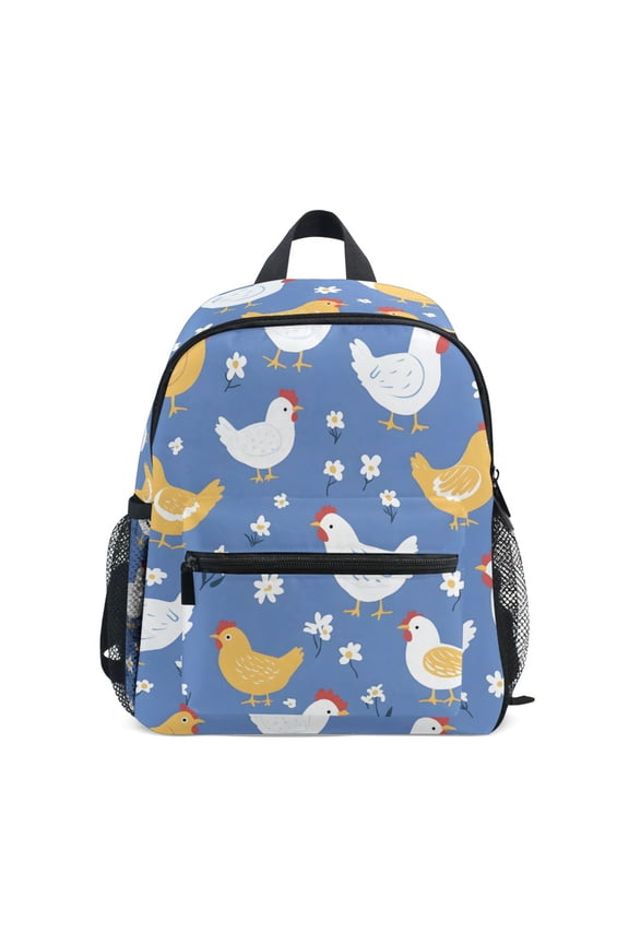 Yellow White Chicken Mini Backpack Cute Small Backpack with Chest Strap and Whistle Ages 3-8
