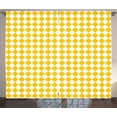 thumbnail image 1 of Ambesonne Yellow and White Curtains 2 Panel Set, Checkered Grid, 108" x 108", Yellow and White, 1 of 3