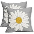 thumbnail image 1 of Yellow White Daisy Pillow Covers 18x18 Inch Spring Summer Gray Colored Decorative Throw Pillow Case Floral Cushion Cover Set of 2 Home Decor for Bedroom Sofa Living Room Couch Chair Outdoor, 1 of 6