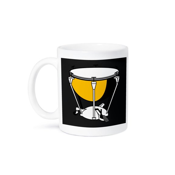 Yellow White Drum On Black, 11oz Mug