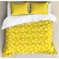 thumbnail image 1 of Yellow and White Duvet Cover Set King Size, White Round Spots with Sketchy Circles Randomly Placed on Yellow, Decorative 3 Piece Bedding Set with 2 Pillow Shams, Yellow and White, by Ambesonne, 1 of 3