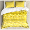 thumbnail image 1 of Yellow and White Duvet Cover Set, Modern Design Bubble Inspired Circles Rounds Big Little Dots, Decorative 3 Piece Bedding Set with 2 Pillow Shams, Calking Size, Earth Yellow and White, by Ambesonne, 1 of 3