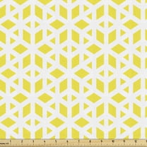 Yellow and White Fabric by the Yard, Geometric Shapes Rhombus Pattern and Triangles Monochrome Graphic, Decorative Upholstery Fabric for Sofas and Home Accents, 3 Yards, Yellow and White by Ambesonne