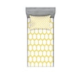 thumbnail image 1 of Yellow and White Fitted Sheet & Pillow Sham Set, Hexagonal Pattern Honeycomb Beehive Simplistic Geometrical Monochrome, Decorative Printed 4 Piece Bedding Decor Set, Twinxl, Yellow White, by Ambesonne, 1 of 3