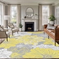 thumbnail image 1 of Yellow White Floral Area Rugs 5'x7', Washable Small Throw Rugs for Laundry Room Playroom, Farmhouse Flowers Spring Grey Indoor Outdoor Rug Non-Slip Low Pile Carpet Runner Reversible Floor Mats, 1 of 8