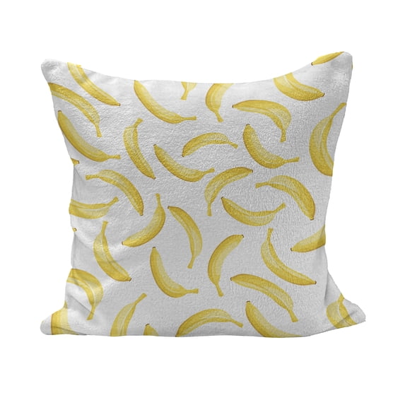 Yellow and White Fluffy Throw Pillow Cushion Cover, Cartoon Style Bananas Pattern Exotic Fresh Ripe Fruit Healthy Tropical, Rectangle Accent Pillow Case, 36" x 16", Yellow White, by Ambesonne