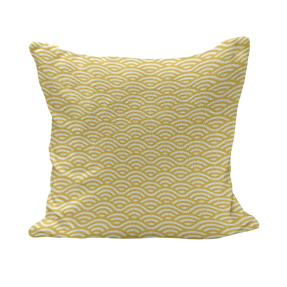 Yellow and White Fluffy Throw Pillow Cushion Cover, Horizontal Abstract Sea Ocean Waves Summer Beach Coast Holiday Theme, Rectangle Accent Pillow Case, 36" x 16", Marigold White, by Ambesonne