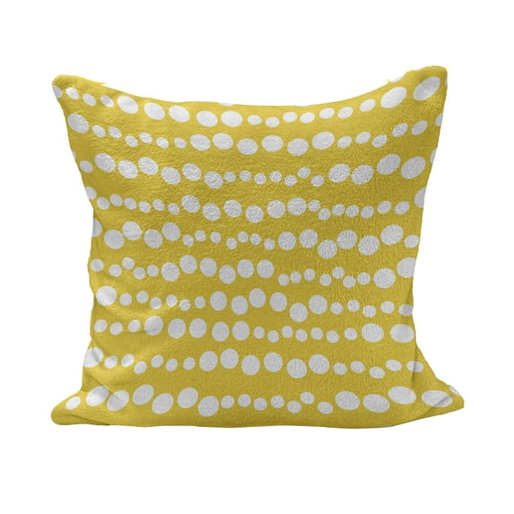 Yellow and White Fluffy Throw Pillow Cushion Cover, Modern Design Bubble Inspired Circles Rounds Big Little Dots, Decorative Square Accent Pillow Case, 18" x 18", Earth Yellow and White, by Ambesonne