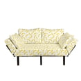 thumbnail image 1 of Yellow and White Futon Couch, Cartoon Style Bananas Pattern Exotic Fresh Ripe Fruit Healthy Tropical, Daybed with Metal Frame Upholstered Sofa for Living Dorm, Loveseat, Yellow White, by Ambesonne, 1 of 4