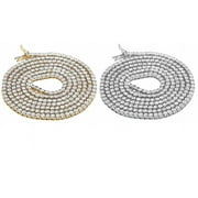 JEWELRY UNLIMITED Yellow / White Gold Finish 1 Row Real Diamond Necklace 34 Ins (2.25 Ct)-White Gold