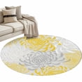 thumbnail image 1 of Yellow White Large Area Rugs for Bedroom Living Room, Soft Non Slip Carpet Bedside Rug, Abstract Grey Chrysanthemum Flower Floral Round Floor Cover Kitchen Accent Rug 4' for Dining Room/Office, 1 of 9