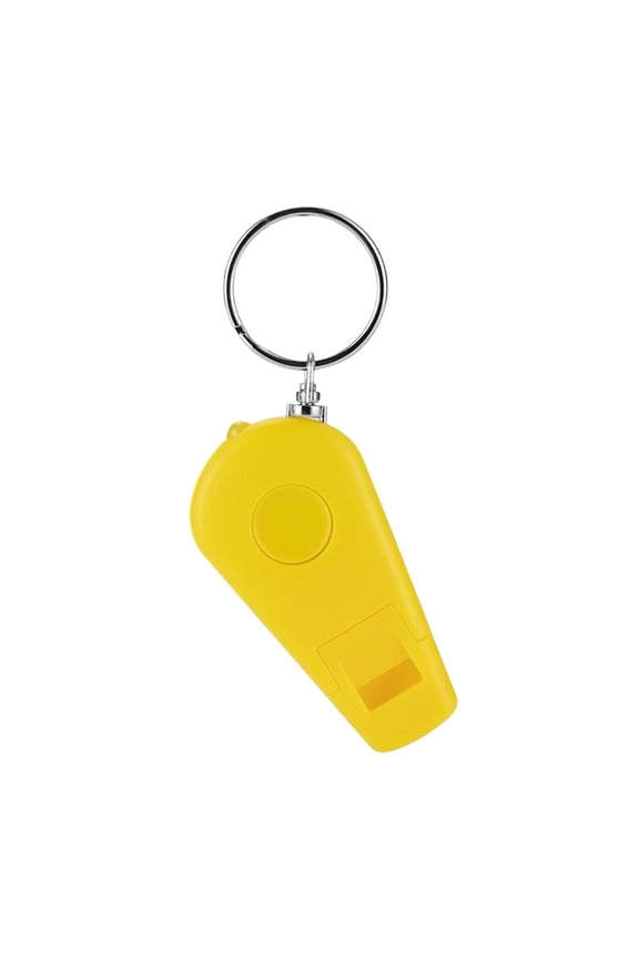 Yellow White Light LED Keychain Flashlight with Whistle - Multifunctional Portable Emergency Light for Outdoor Camping Night Jogging Gift