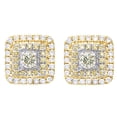 thumbnail image 1 of AFFY Yellow & White Natural Diamond Square Stud Earrings in 14K Yellow Gold (0.5 Cttw), 1 of 1