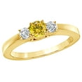 thumbnail image 1 of Yellow & White Natural Diamond Three Stone Engagement Ring in 14k Yellow Gold, 1 of 1