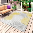 thumbnail image 1 of Yellow White Outdoor Rug for Patio/Deck/Porch, Non-Slip Large Area Rug 5 x 8 Ft, Abstract Grey Chrysanthemum Flower Floral Indoor Outdoor Rugs Washable Area Rugs, Reversible Camping Rug Carpet Runner, 1 of 8